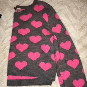 H&M Gray Sweater with Pink Hearts